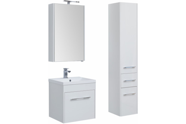 Зеркало-шкаф Aquanet Августа 58 L, белый, с дверками, прямоугольное