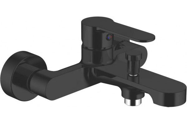 Смеситель Aquanet Passion AF300-20B для ванны с душем, черный, однорычажный, длина излива 18.7 см