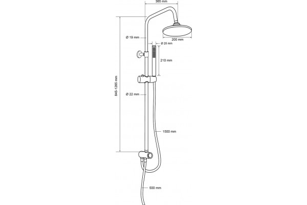 Душевая стойка Aquanet Practic AF100-70-R-C хром, штанга 126.5 см