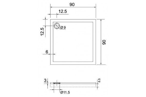 Поддон для душа Aquanet Alfa/Delta cube 90x90 квадратный, низкий