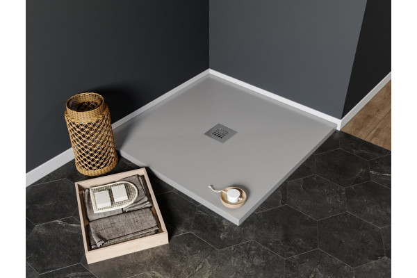 Поддон для душа Aquanet Pleasure NEW 001G 90x90 без сифона, серый камень, квадратный, низкий