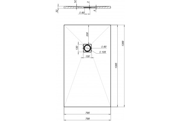 Поддон для душа Aquanet Pleasure NEW 003G 140x80 без сифона, серый камень, прямоугольный, низкий