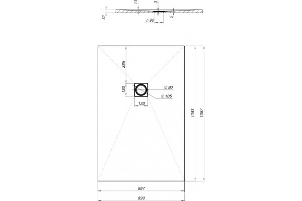 Поддон для душа Aquanet Pleasure NEW 004G 140x90 без сифона, серый камень, прямоугольный, низкий