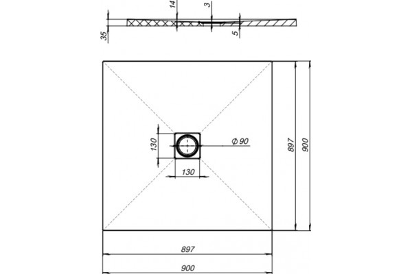 Поддон для душа Aquanet Pleasure NEW 001B 90x90 без сифона, черный камень, квадратный, низкий
