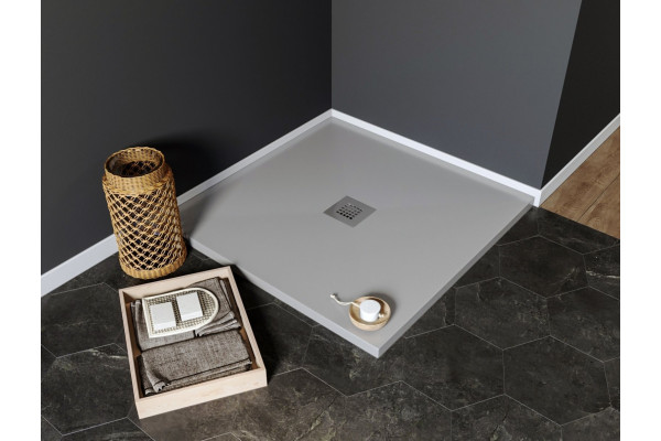 Поддон для душа Aquanet Pleasure NEW 001.1G 100x100 с сифоном, серый камень, квадратный, низкий