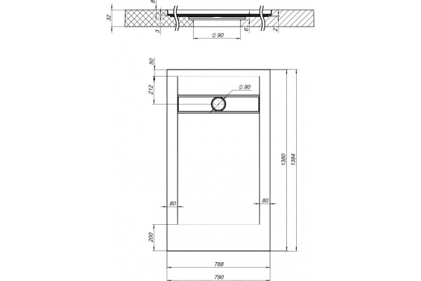 Поддон для душа Aquanet Delight NEW 009B 140x80 черный камень, без сифона, прямоугольный, низкий