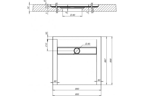 Поддон для душа Aquanet Delight NEW 007G 90x90 серый камень, без сифона, квадратный, низкий
