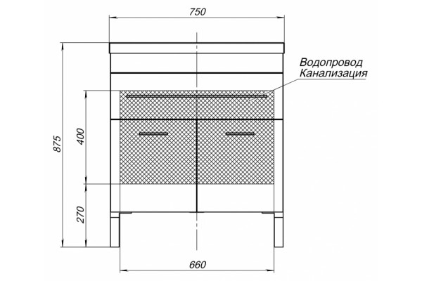Тумба для комплекта Aquanet Верона 75 белая, 1 ящик, 2 двери, глянцевая, напольная