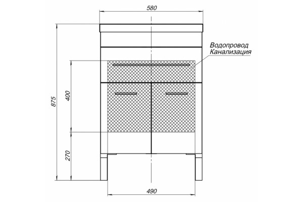 Тумба для комплекта Aquanet Верона 58 белая, 1 ящик, 2 двери, глянцевая, напольная