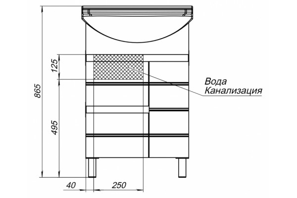 Тумба для комплекта Aquanet Доминика 55 белая с ящиками, напольная