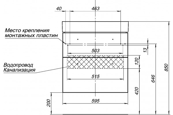 Мебель для ванной Aquanet Nova 60 2 ящика, дуб рошелье, подвесная, с доводчиками