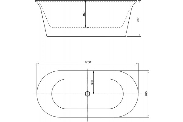 Акриловая ванна Aquanet Smart 260053 170x80, белая матовая, овальная, отдельностоящая