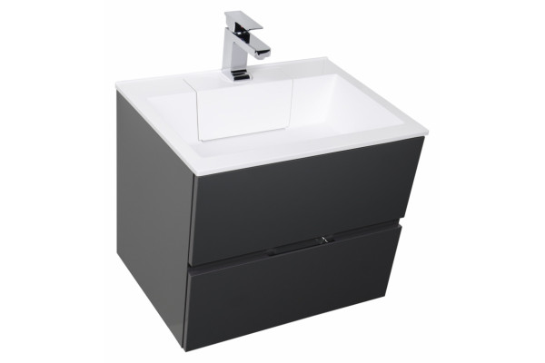 Тумба с раковиной Aquanet Алвита 70 серый антрацит, глянцевая, с ящиками