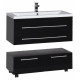 Тумба Aquanet Нота 100 подкатная черная с ящиками, напольная, ручки хром