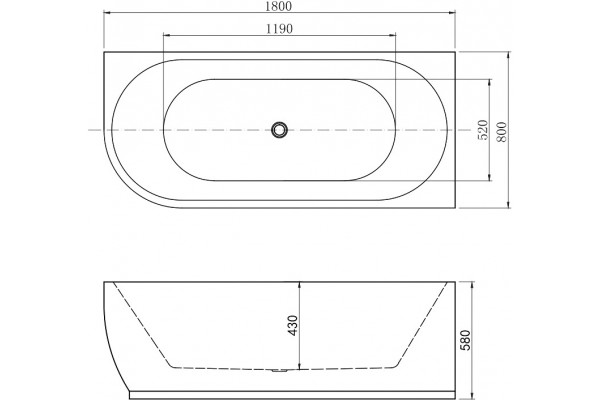 Акриловая ванна Aquanet Elegant B 260055 180, белая матовая, асимметричная, объем 230 л.
