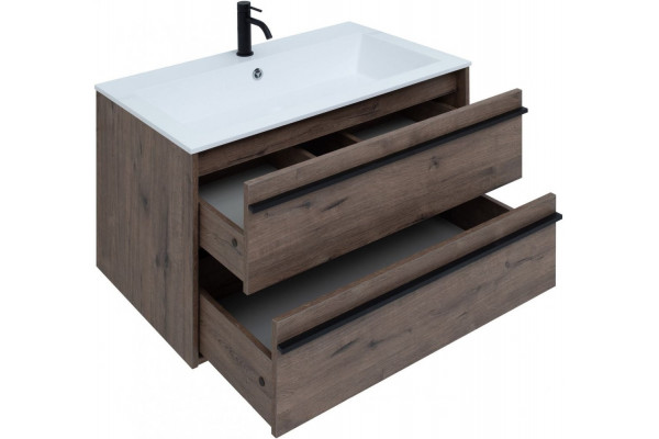 Тумба для комплекта Aquanet Lino 90 дуб веллингтон подвесная, с ящиками