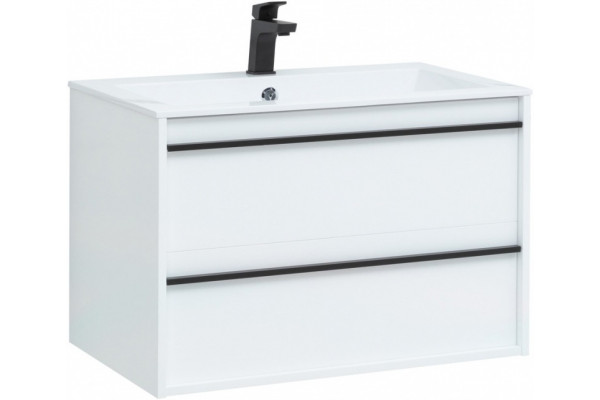Тумба для комплекта Aquanet Lino 80 белый матовый подвесная, с ящиками