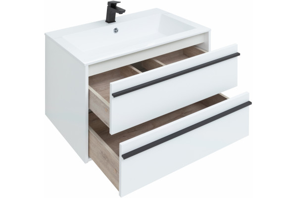 Тумба для комплекта Aquanet Lino 80 белый матовый подвесная, с ящиками