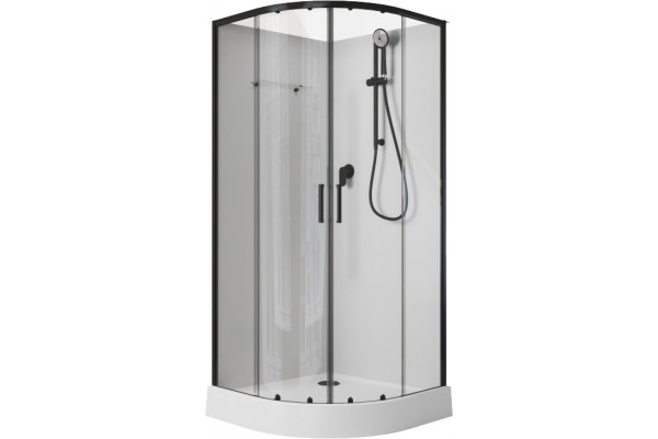 Душевая кабина Aquanet Passion EVO 267256 90x90, профиль черный, стекло прозрачное, четверть круга, поддон средний