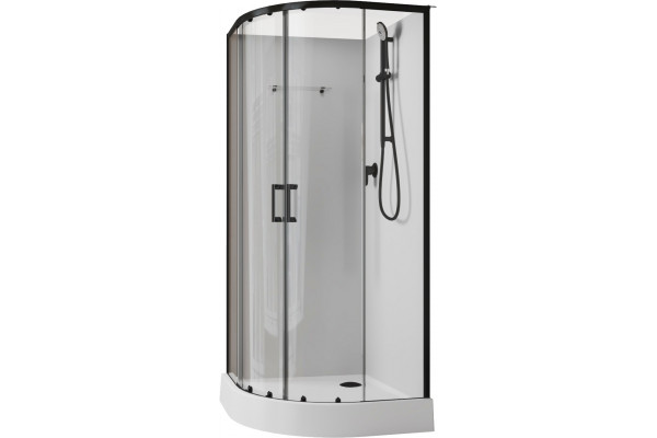 Душевая кабина Aquanet Passion EVO 267256 90x90, профиль черный, стекло прозрачное, четверть круга, поддон средний