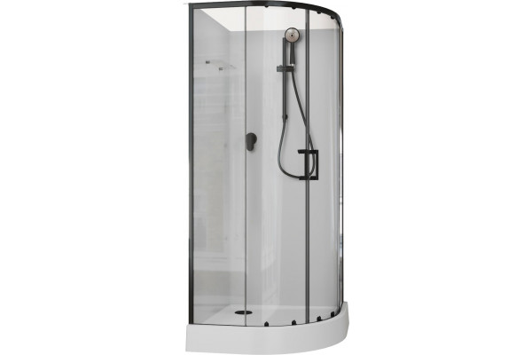 Душевая кабина Aquanet Passion EVO 267256 90x90, профиль черный, стекло прозрачное, четверть круга, поддон средний