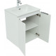 Тумба с раковиной Aquanet Алвита new 60 подвесная, белая матовая, с дверками, с доводчиками, ручки хром