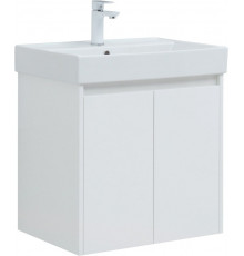 Тумба с раковиной Aquanet Nova Lite 60 белый глянец, с дверками, с доводчиками
