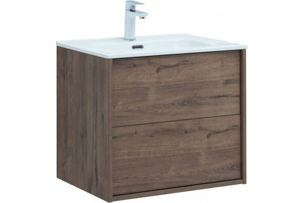 Тумба для комплекта Aquanet Lino 60 дуб веллингтон, для раковины Flat 60, подвесная, с ящиками