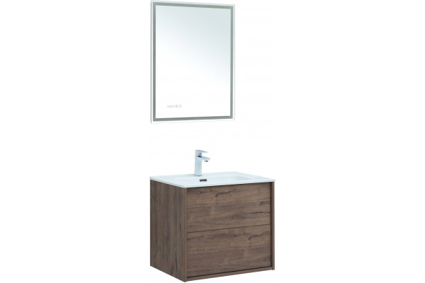 Тумба с раковиной Aquanet Lino 60 дуб веллингтон, Flat 60, подвесная, с ящиками
