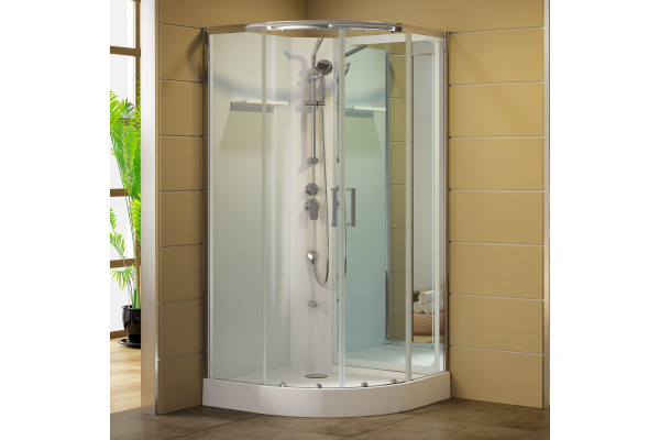 Душевая кабина Aquanet Passion R 2.0 263868 90x90, профиль хром, стекло прозрачное, четверть круга, поддон средний