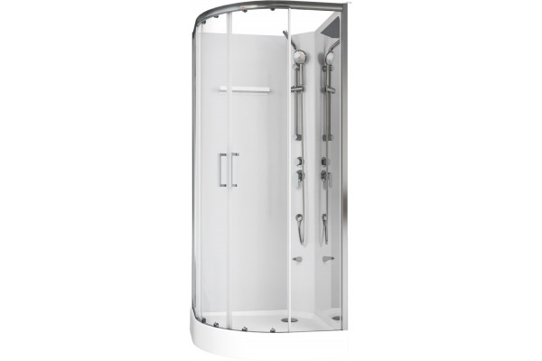 Душевая кабина Aquanet Passion R 2.0 263868 90x90, профиль хром, стекло прозрачное, четверть круга, поддон средний