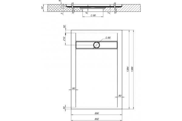 Поддон для душа Aquanet Delight NEW 010B 140x90 черный камень, без сифона, прямоугольный, низкий