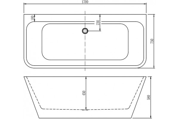 Акриловая ванна Aquanet Perfect 260056 170, белая матовая, прямоугольная, объем 250 л.