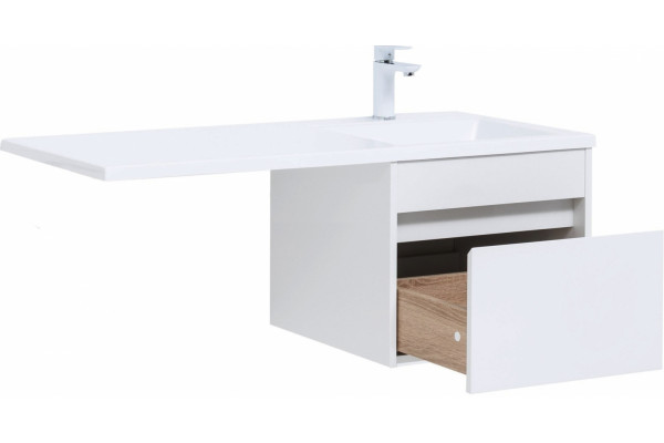 Тумба с раковиной Aquanet Токио 58 1 ящик R, подвесная, глянцевая
