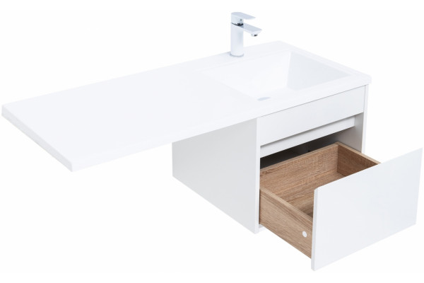 Тумба с раковиной Aquanet Токио 58 1 ящик R, подвесная, глянцевая