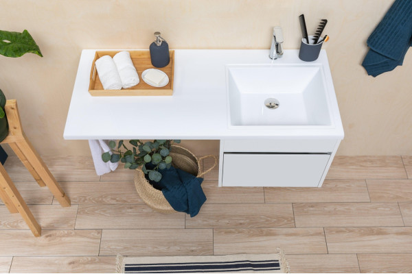 Тумба с раковиной Aquanet Токио 48 1 ящик R, подвесная, глянцевая