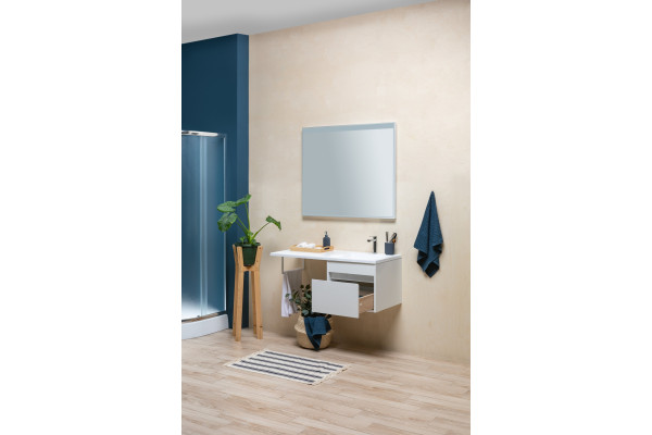 Тумба с раковиной Aquanet Токио 48 1 ящик R, подвесная, глянцевая