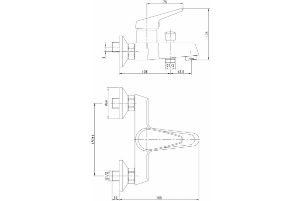 Смеситель Aquanet Round Handle SD90701 для ванны с душем, однорычажный, хром