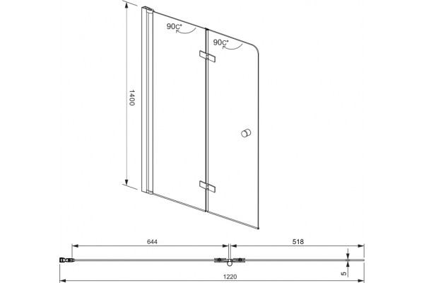 Шторка на ванну Aquanet Beta 4 NF6222-hinge складная, стекло прозрачное