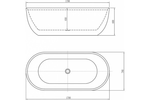 Акриловая ванна Aquanet Delight 170x78 овальная, отдельностоящая, объем 280 л.