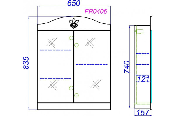 Зеркало-шкаф Aqwella Franchesca 65 в стиле ретро