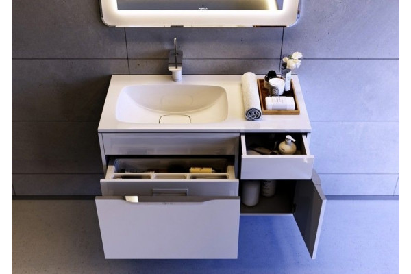 Тумба с раковиной Aqwella 5 stars Malaga 90 L белая, подвесная, левая