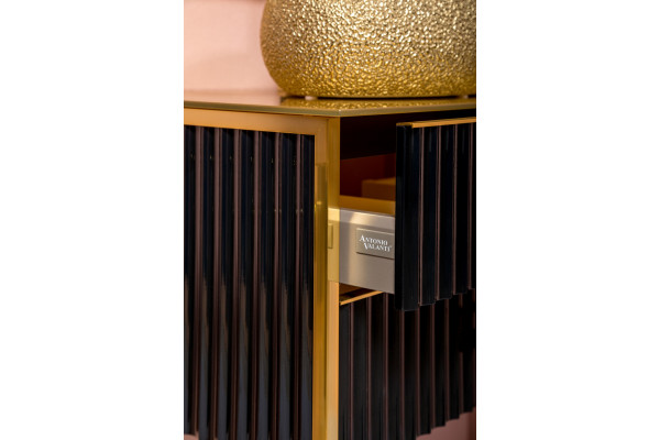 Тумба для комплекта Armadi Art Monaco 80 со столешницей черная, золото, напольная, с ящиками