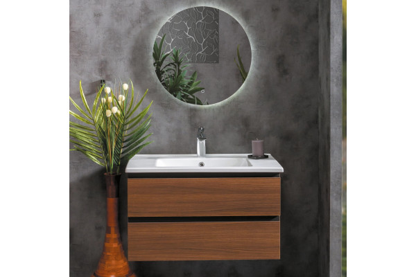 Мебель для ванной Armadi Art Capolda 85 dark wood подвесная, с ящиками