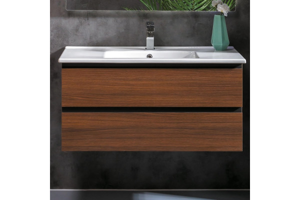 Тумба для комплекта Armadi Art Capolda 100 dark wood подвесная, с ящиками