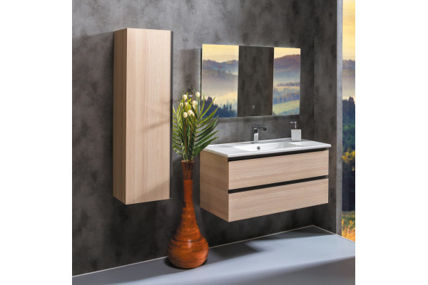 Тумба с раковиной Armadi Art Capolda 100 light wood, подвесная, с ящиками