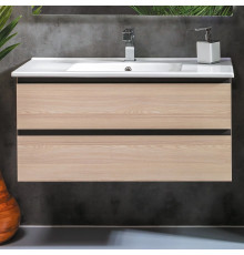 Тумба для комплекта Armadi Art Capolda 100 light wood подвесная, с ящиками