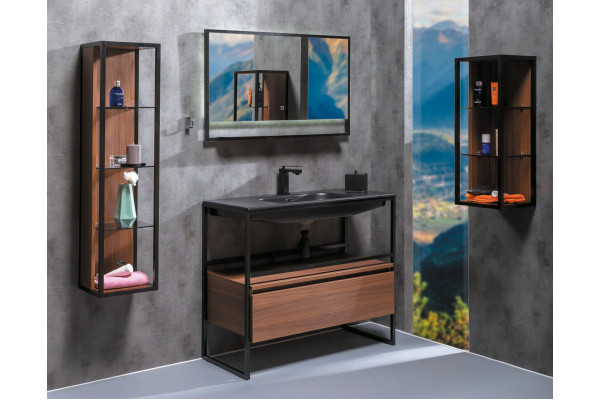 Тумба с раковиной Armadi Art Loft 120 dark wood, напольная, матовая