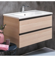 Тумба с раковиной Armadi Art Capolda 85 light wood, подвесная, с ящиками