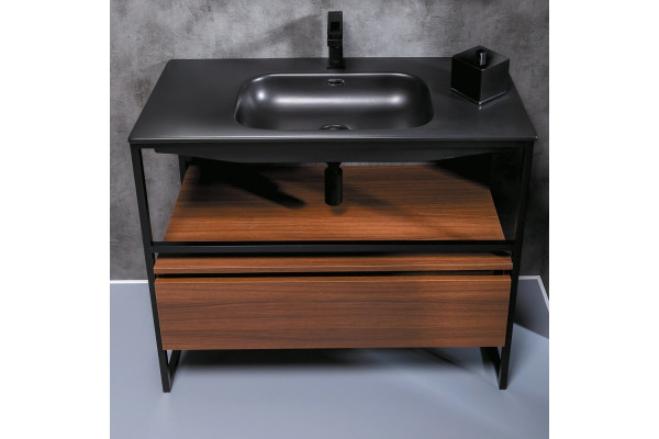 Тумба с раковиной Armadi Art Loft 100 dark wood, напольная, матовая